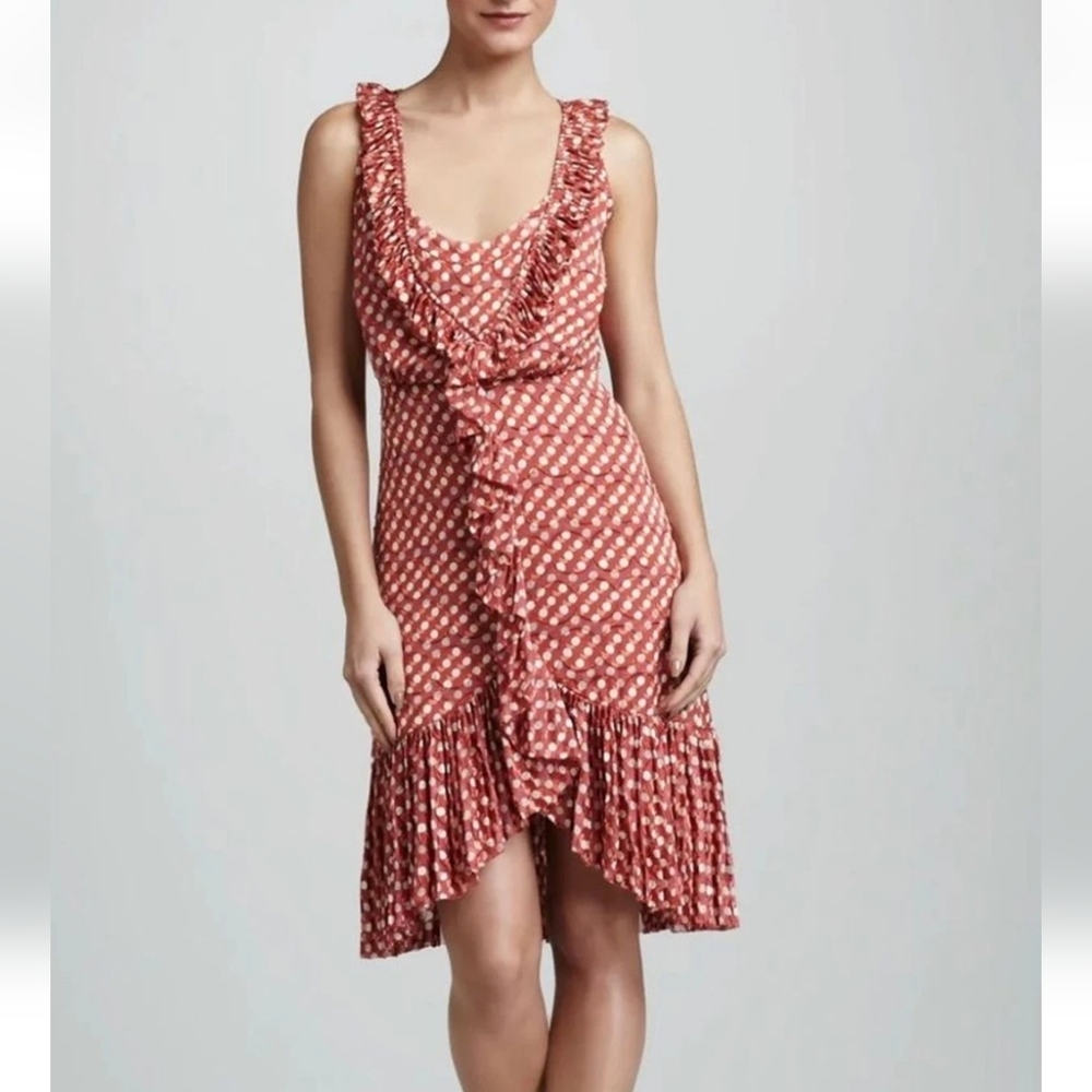 Tory Burch Janette Red Ruffle Dress Sz 2